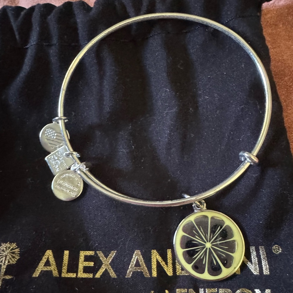 Alex and Ani Citrus Charm Silver Bangle